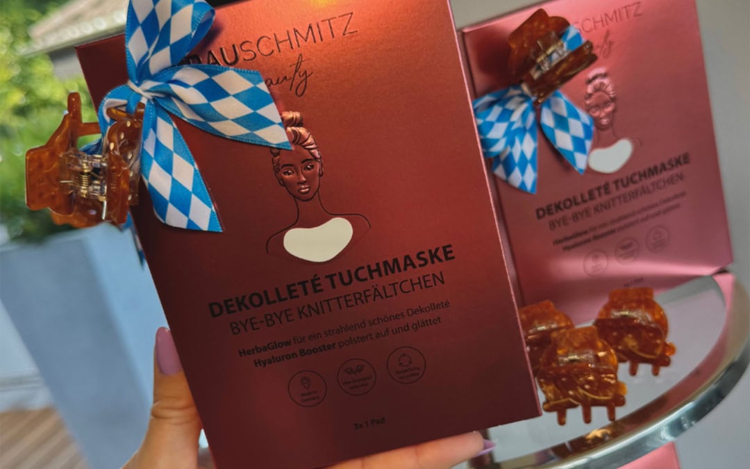 Jetzt Wiesn-Glow sichern: Gratis Brezn-Haarklammer zum Dekolleté Tuchmasken Set
