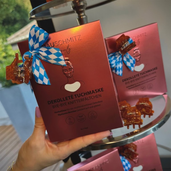 Dekollete Maske Wiesn mit Haarspange Brezn